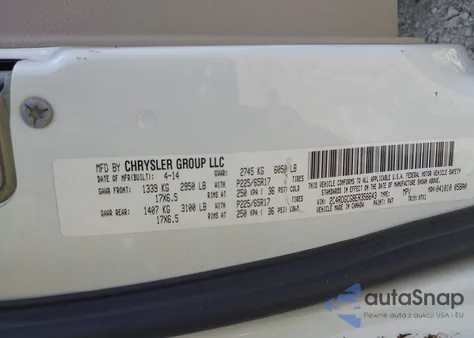 2014 Dodge Grand Caravan Sxt из США, поврежденный, VIN 2C4RDGCG8ER356643